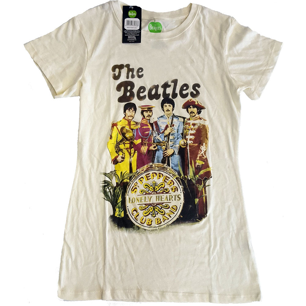 The Beatles Ladies T-Shirt: Sgt Pepper Band & Drum T-Shirt