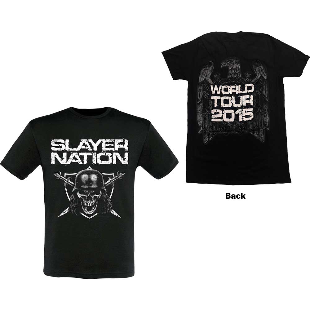 Slayer Unisex T-Shirt: Slayer Nation 2015 Dates (Back Print) (Ex-Tour) T-Shirt