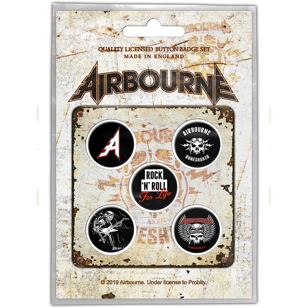 Airbourne Button Badge Pack: Boneshaker (Retail Pack) Set knoopspelden