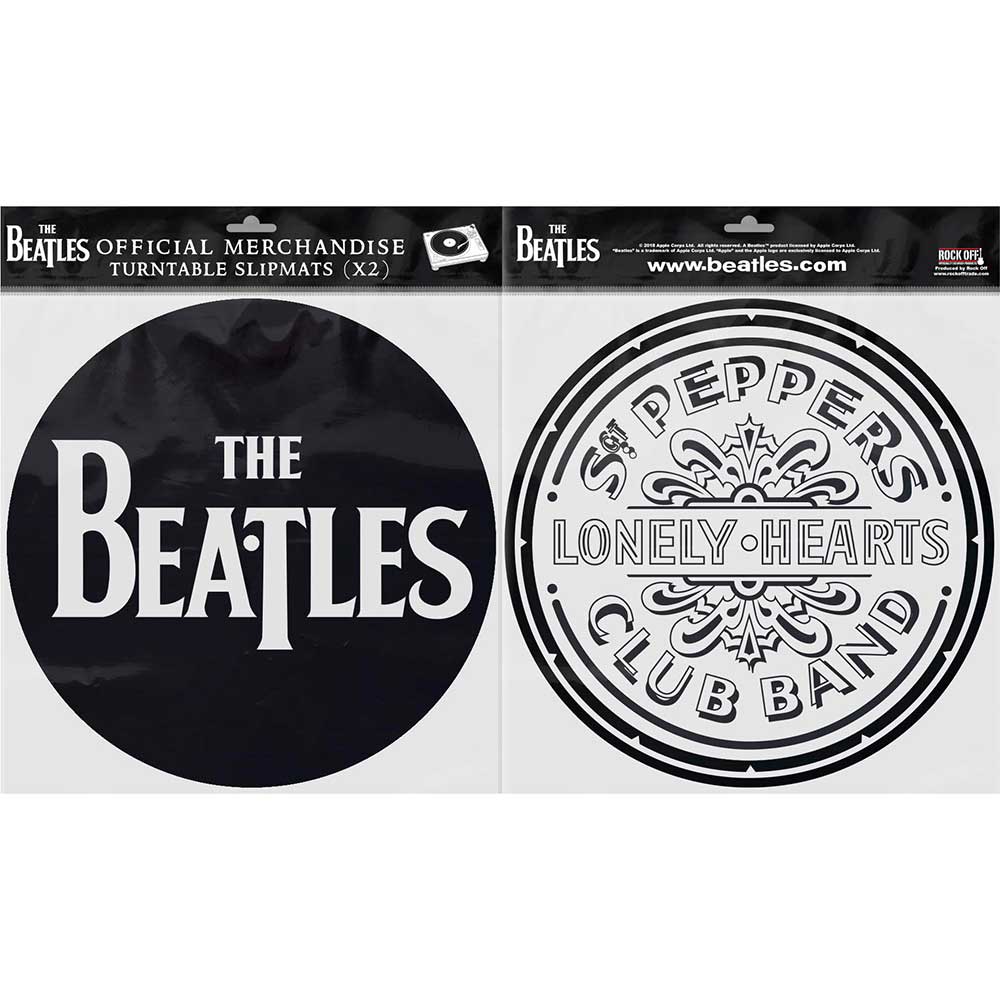 The Beatles Turntable Slipmat Set: Drop T Logo & Sgt Pepper Drum (Retail Pack) Set draaitafel-slipmatten