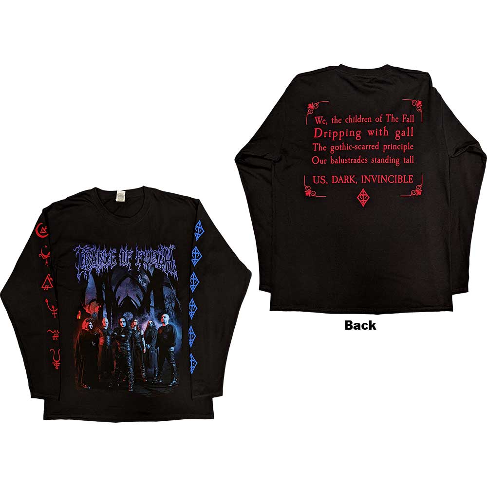 Cradle Of Filth Unisex Long Sleeve T-Shirt: Existence Band (Back & Sleeve Print) Long Sleeve T-Shirt