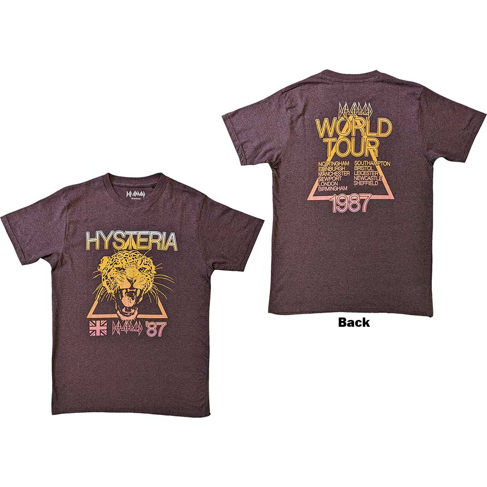 Def Leppard Unisex T-Shirt: Hysteria World Tour (Back Print) T-Shirt