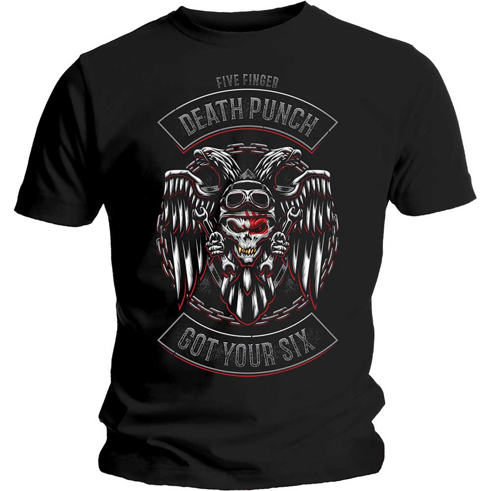 Five Finger Death Punch Unisex T-Shirt: Biker Badge T-Shirt