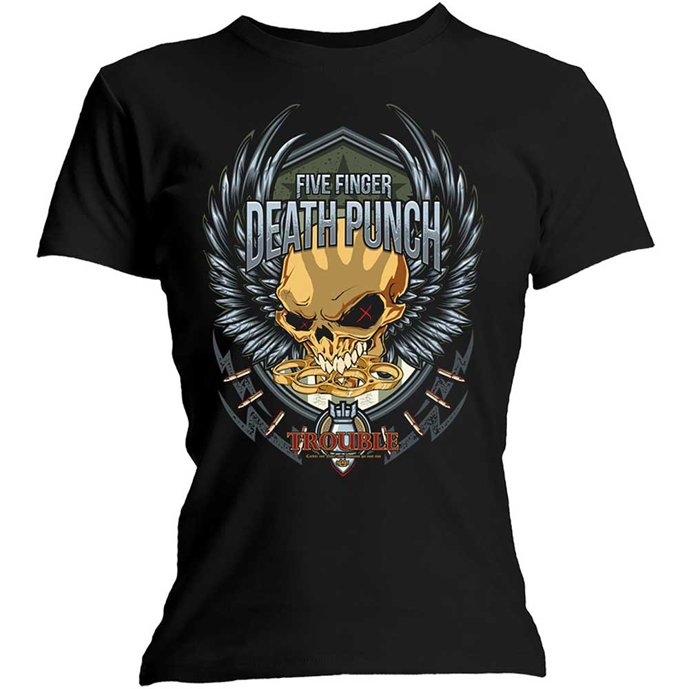 Five Finger Death Punch Ladies T-Shirt: Trouble T-Shirt