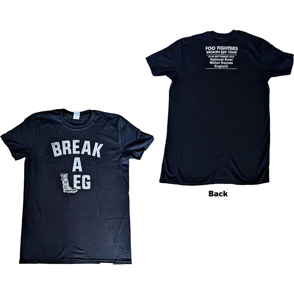 Foo Fighters Unisex T-Shirt: Break A Leg Milton Keynes (Back Print) (Ex-Tour) T-Shirt
