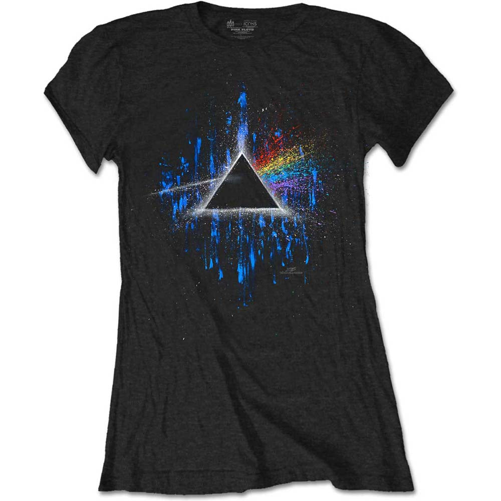 Pink Floyd Ladies T-Shirt: Dark Side of the Moon Blue Splatter T-Shirt