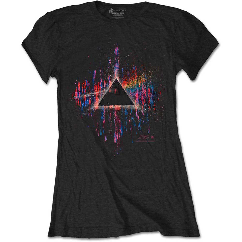 Pink Floyd Ladies T-Shirt: Dark Side of the Moon Pink Splatter T-Shirt