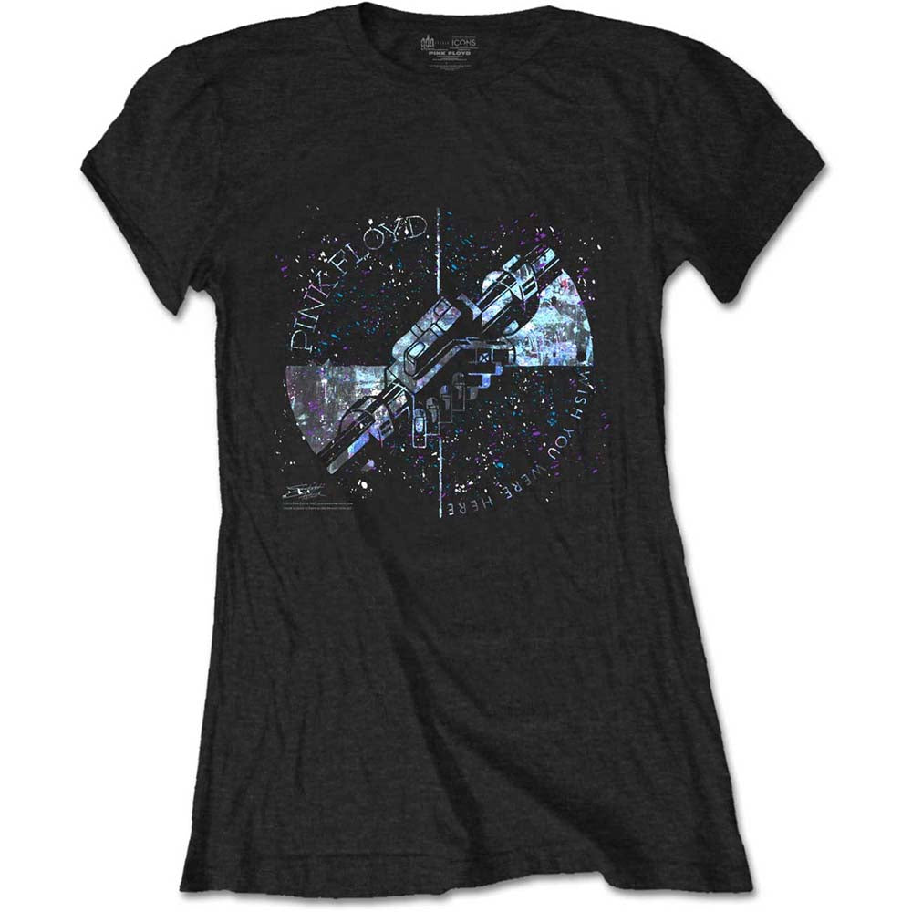 Pink Floyd Ladies T-Shirt: Machine Greeting Blue T-Shirt