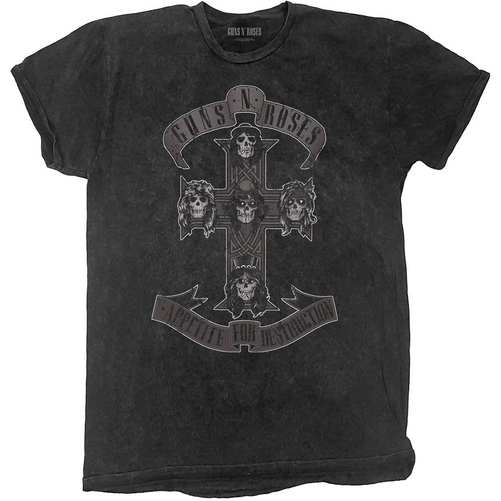 Guns N' Roses Unisex T-Shirt: Monochrome Cross (Wash Collection) T-Shirt
