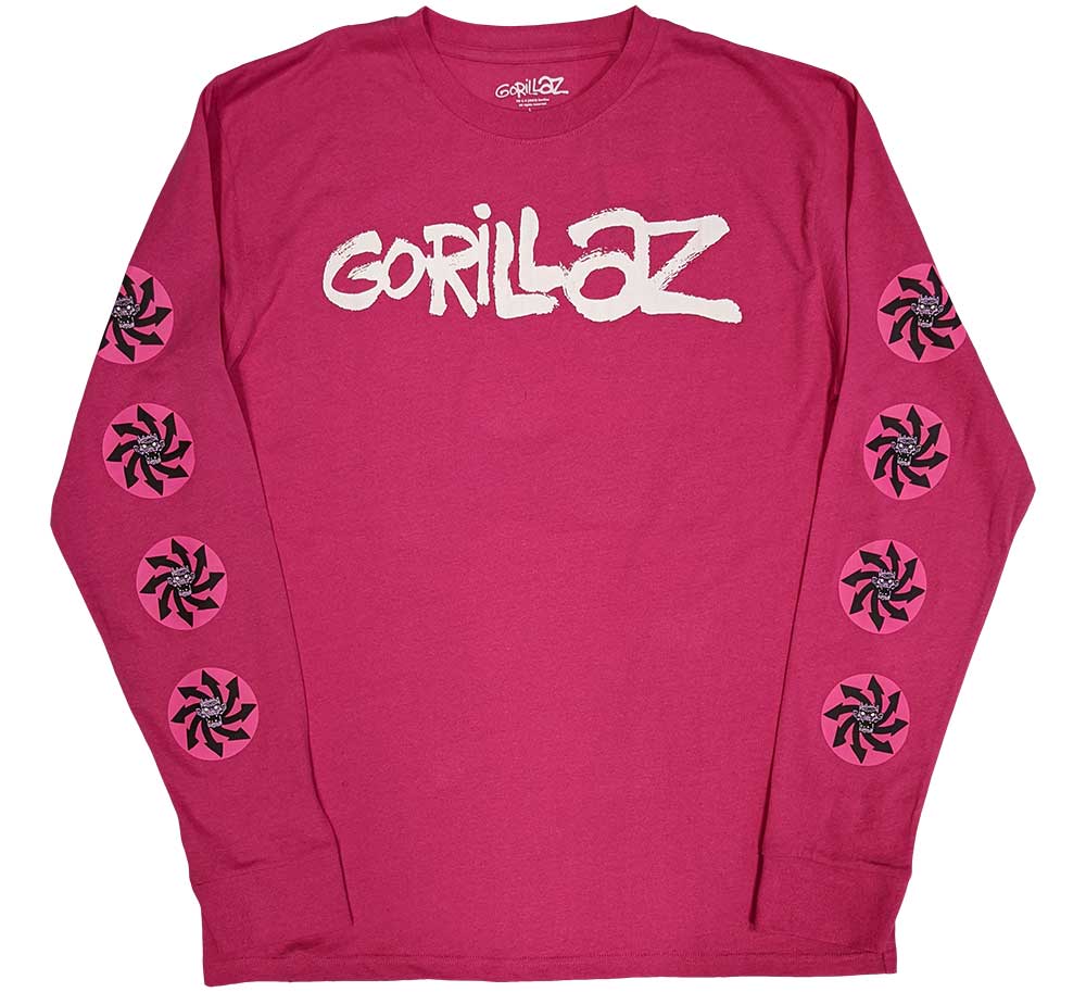 Gorillaz Unisex Long Sleeve T-Shirt: Repeat Pazuzu (Sleeve Print) Long Sleeve T-Shirt