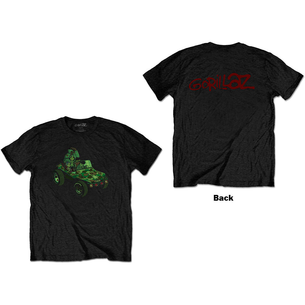 Gorillaz Unisex T-Shirt: Group Green Geep (Back Print) T-Shirt