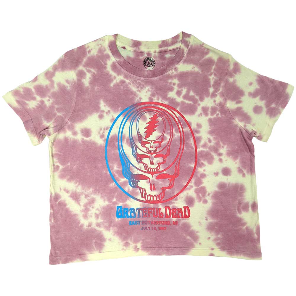 Grateful Dead Ladies Crop Top: Concentric Skulls (Wash Collection) Crop Top
