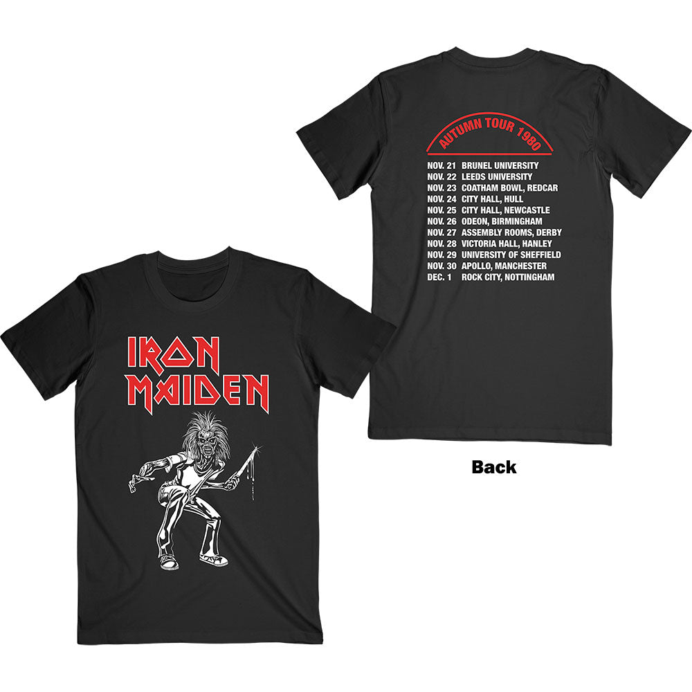 Iron Maiden Unisex T-Shirt: Autumn Tour 1980 (Back Print) T-Shirt