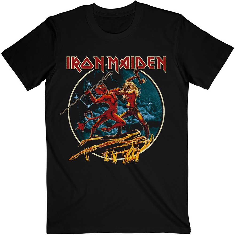 Iron Maiden Unisex T-Shirt: Number Of The Beast Run To The Hills Circular T-Shirt