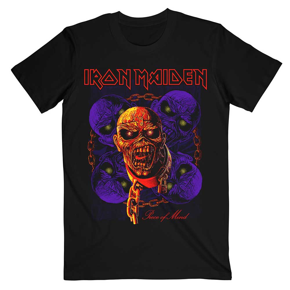 Iron Maiden Unisex T-Shirt: Piece of Mind Multi Head Eddie T-Shirt