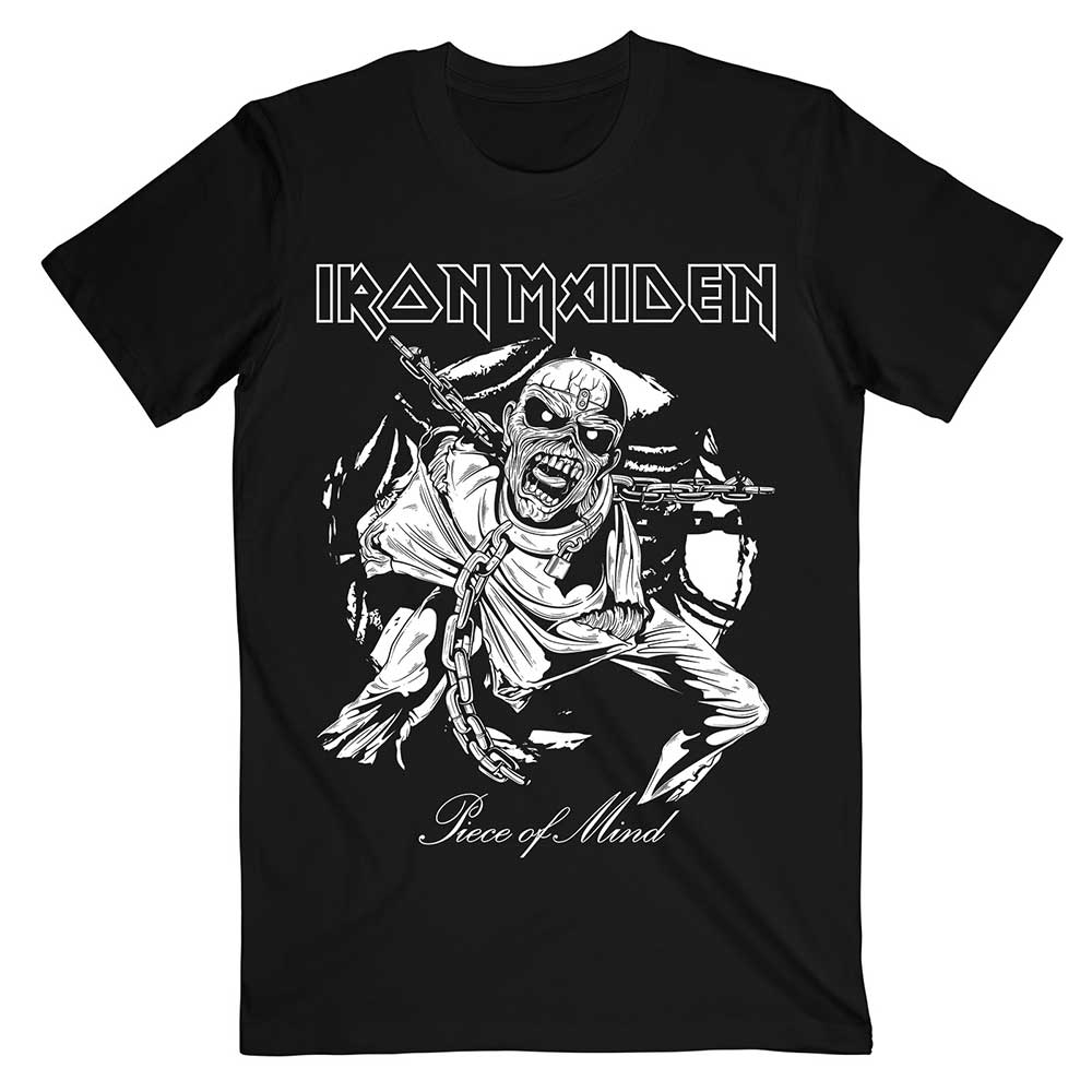 Iron Maiden Unisex T-Shirt: Piece of Mind Mono Eddie T-Shirt