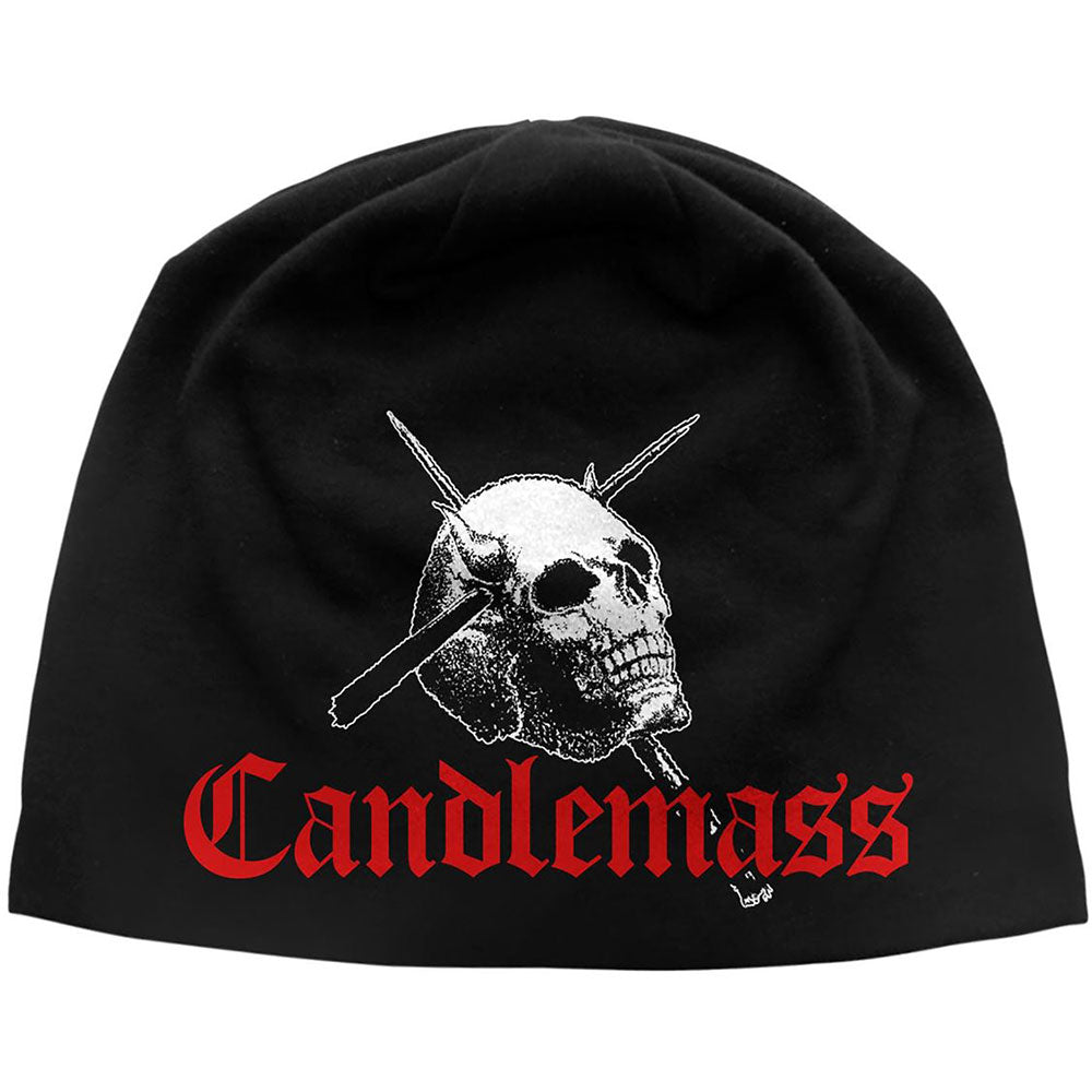 Candlemass Unisex Beanie Hat: Skull & Logo Muts