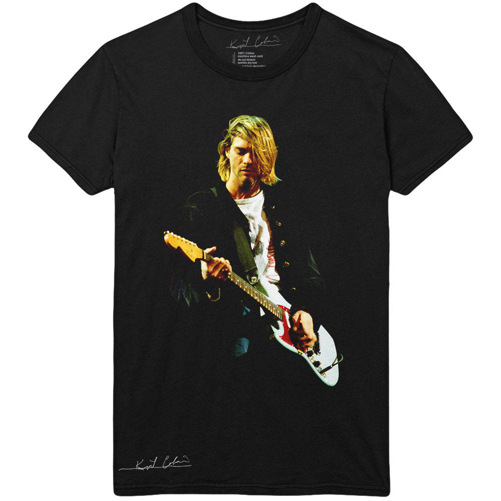 Kurt Cobain Unisex T-Shirt: Guitar Photo Colour T-Shirt