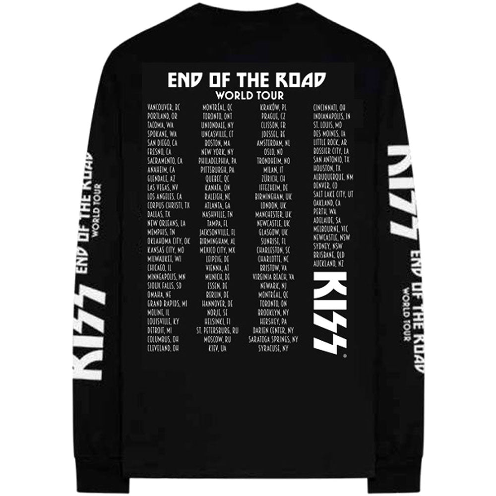 KISS Unisex Long Sleeve T-Shirt: End Of The Road Tour (Ex-Tour) (Back & Sleeve Print) Long Sleeve T-Shirt