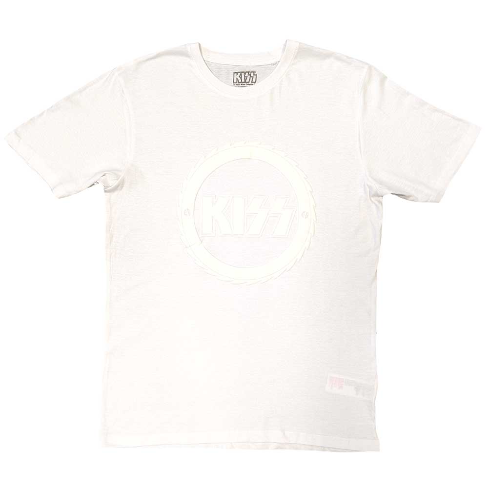 KISS Unisex Hi-Build T-Shirt: Buzzsaw Logo (White-On-White) Hi-Build T-Shirt