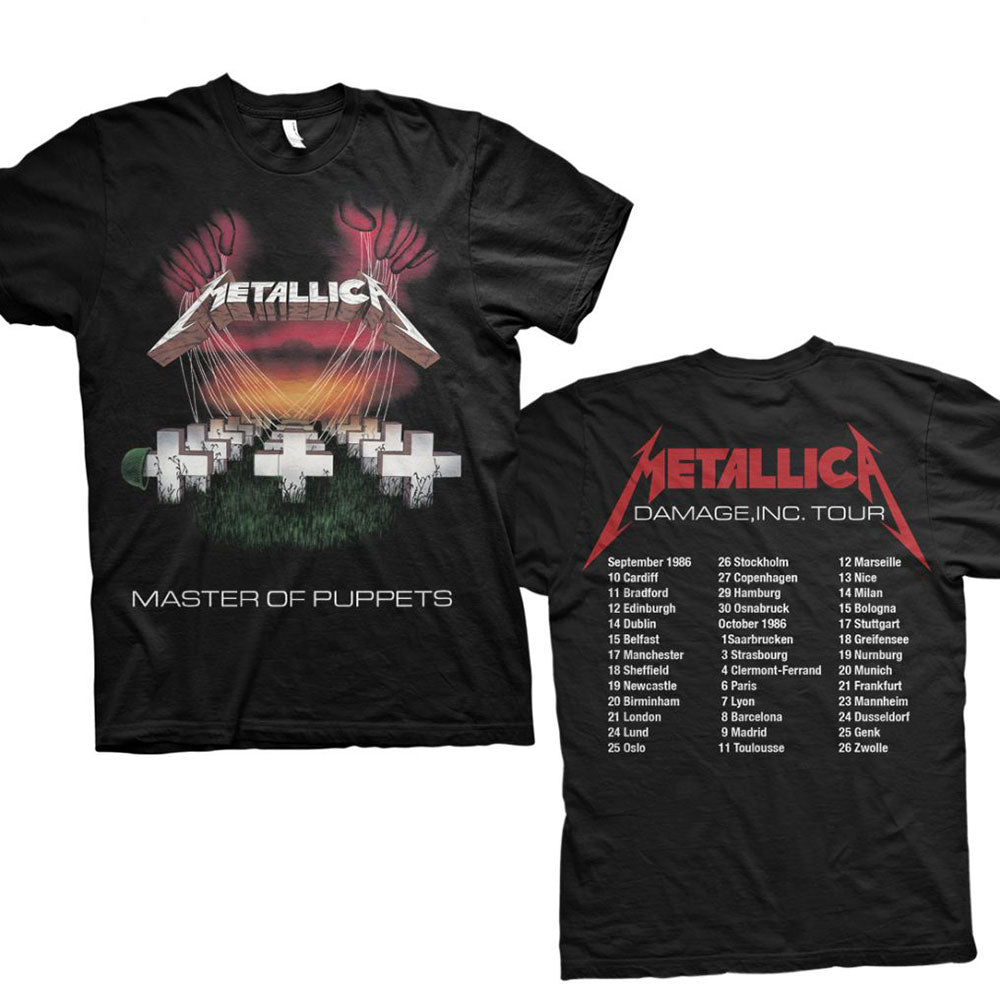 Metallica Unisex T-Shirt: Master of Puppets European Tour '86. (Back Print) T-Shirt