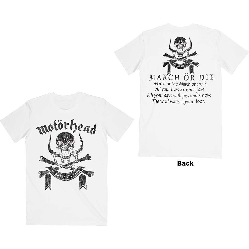 Motorhead Unisex T-Shirt: March or Die (Back Print) T-Shirt