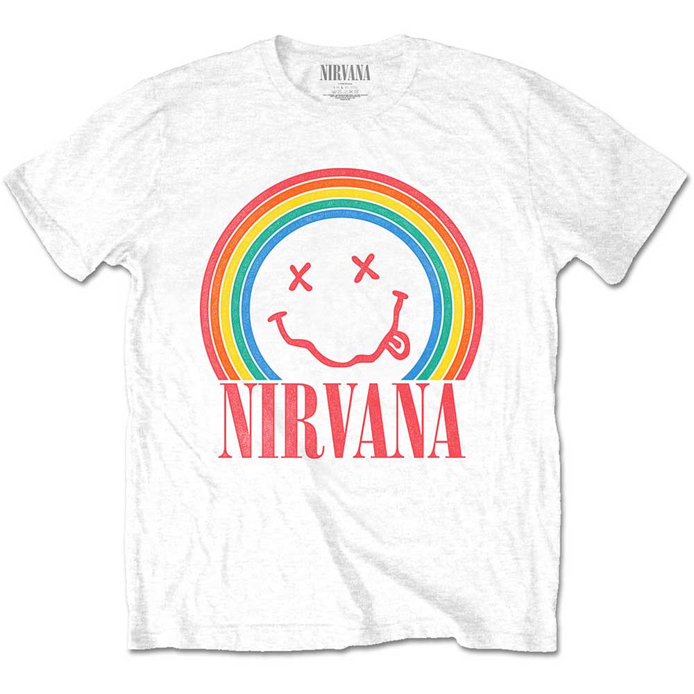 Nirvana Unisex T-Shirt: Happy Face Rainbow T-Shirt