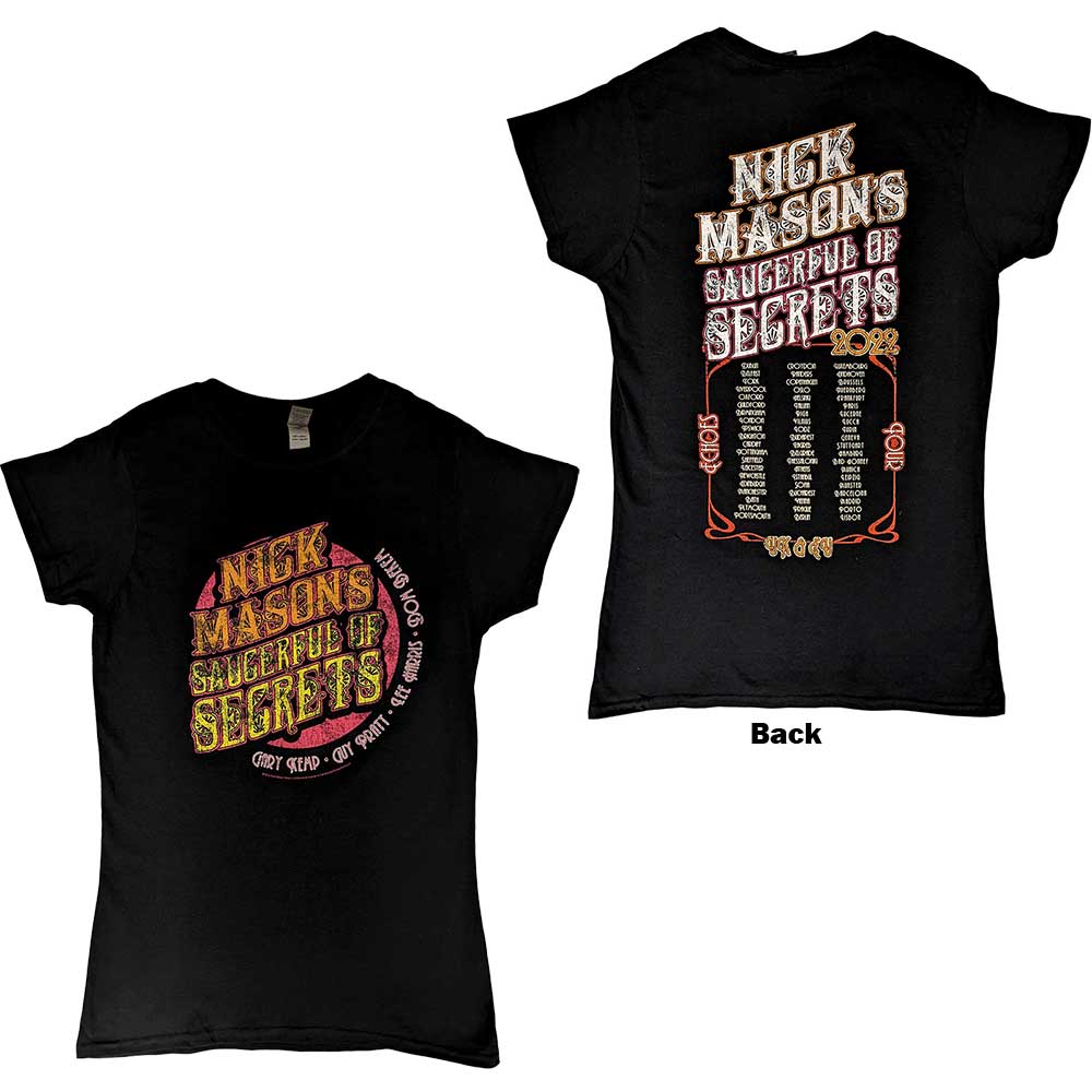 Nick Mason's Saucerful of Secrets Ladies T-Shirt: Echoes European Tour 2022 (Back Print & Ex-Tour) T-Shirt