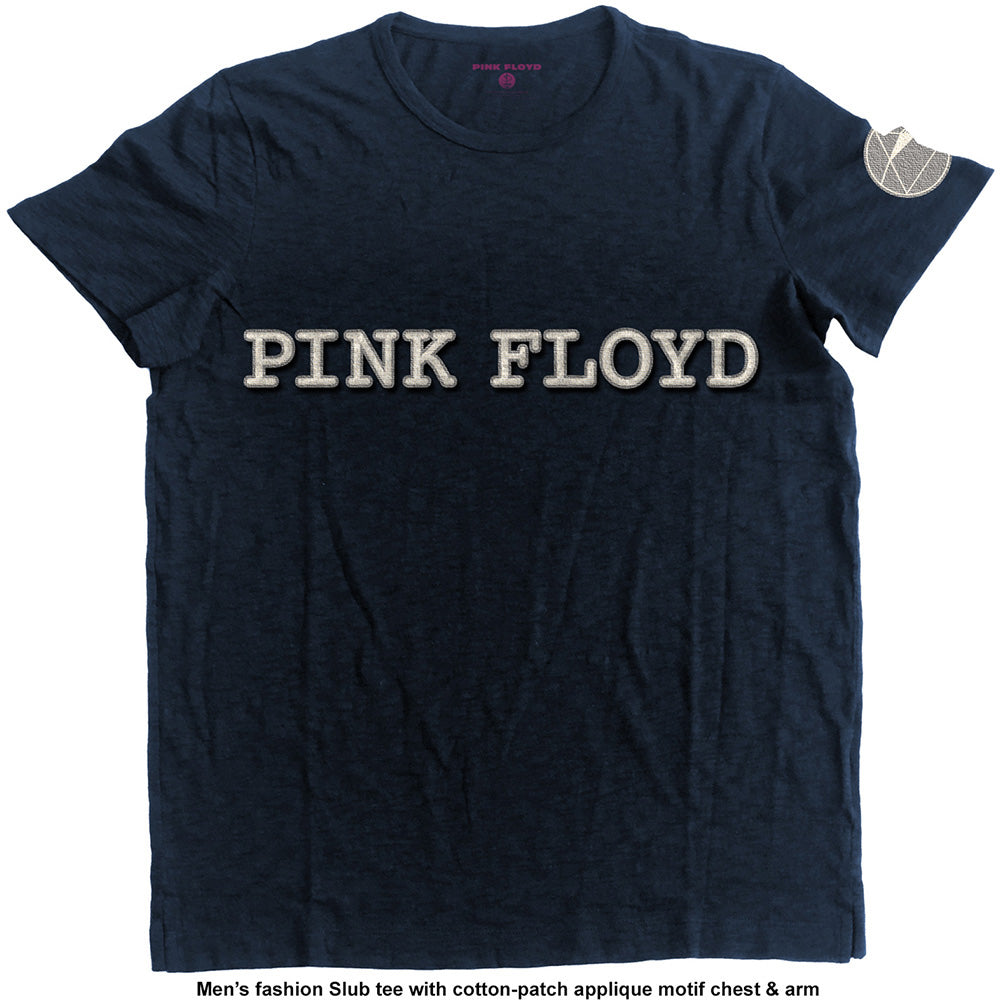 Pink Floyd Unisex T-Shirt: Logo & Prism (Applique) T-Shirt