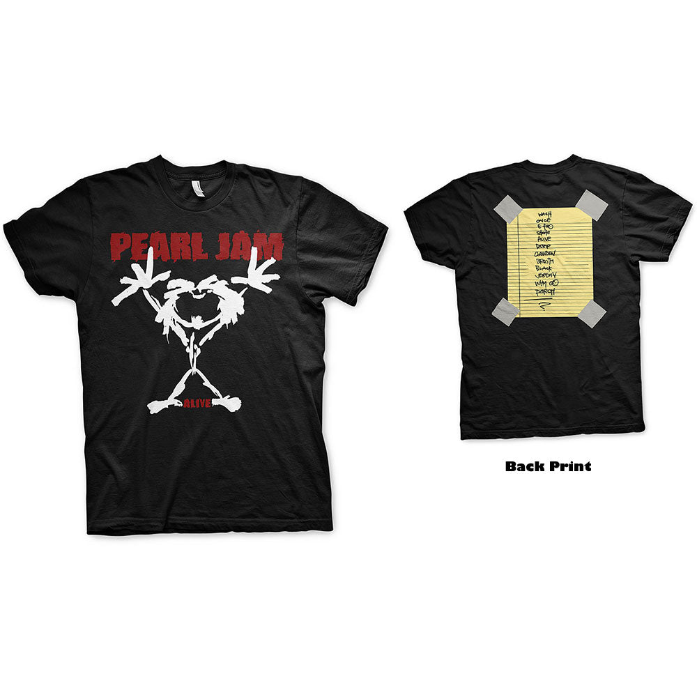 Pearl Jam Unisex T-Shirt: Stickman (Back Print) T-Shirt
