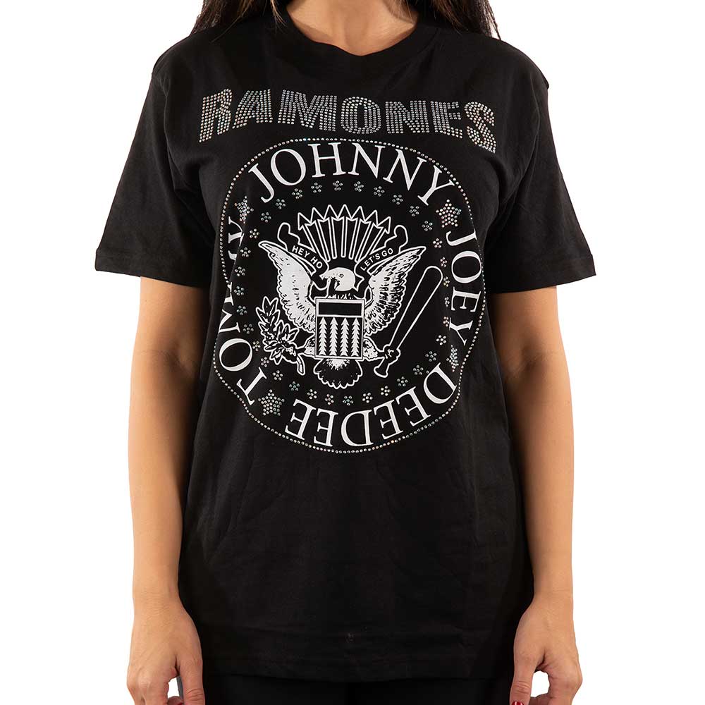 Ramones Unisex Embellished T-Shirt: Presidential Seal (Diamante) Embellished T-Shirt