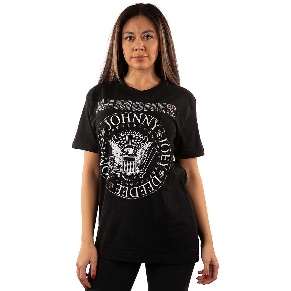 Ramones Unisex Embellished T-Shirt: Presidential Seal (Diamante) Embellished T-Shirt