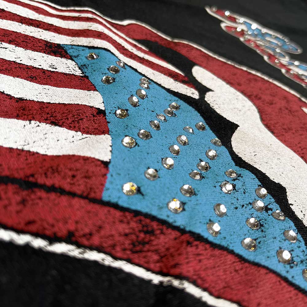 The Rolling Stones Unisex Embellished T-Shirt: USA Tongue (Diamante) Embellished T-Shirt