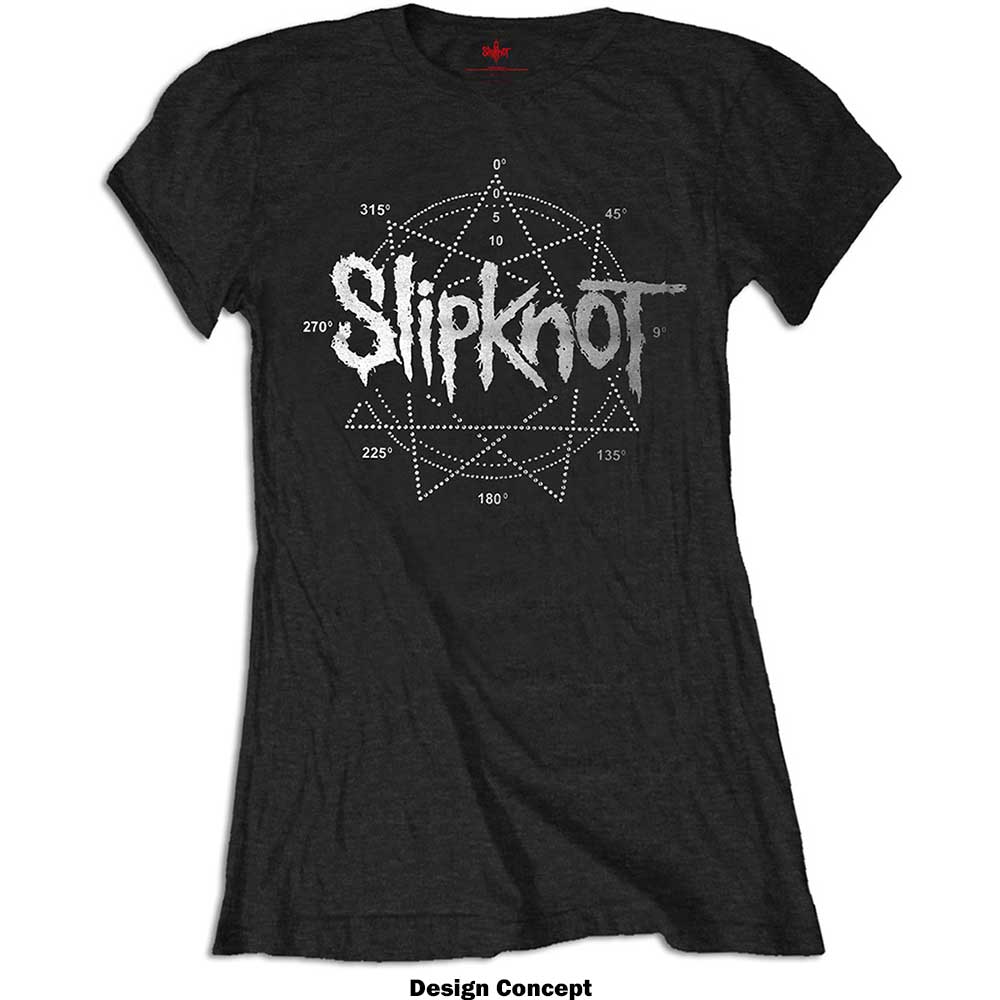 Slipknot Ladies Embellished T-Shirt: Logo Star (Diamante) Embellished T-Shirt