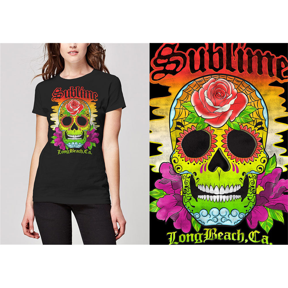 Sublime Ladies T-Shirt: Colour Skull T-Shirt