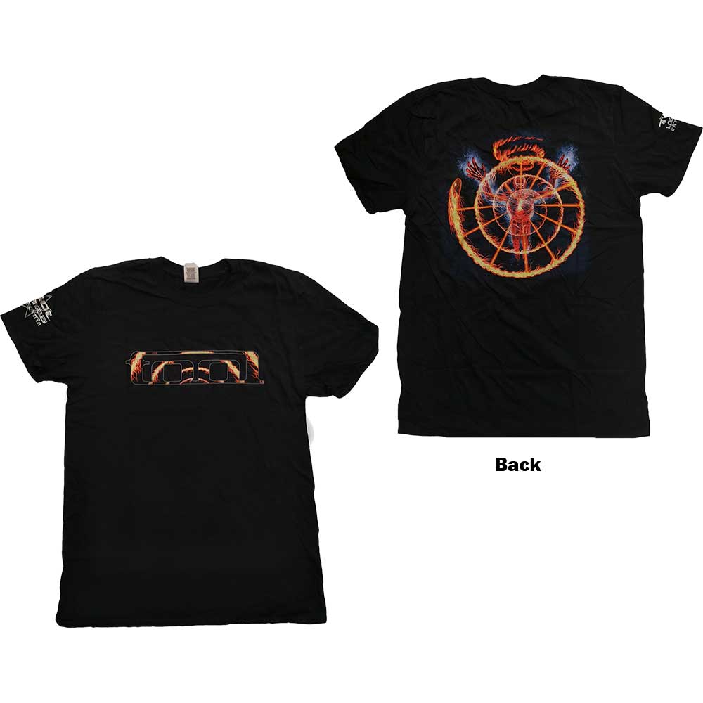 Tool Unisex T-Shirt: Flame Spiral (Back & Sleeve Print) T-Shirt