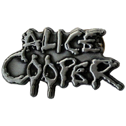 Een foto van een Alice Cooper Speld Badge
