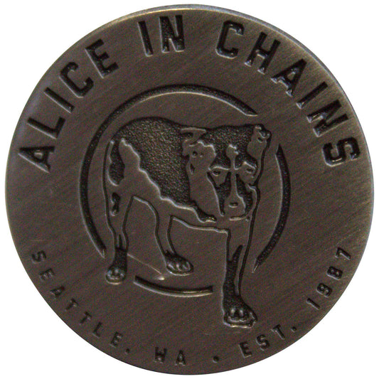 Een foto van een Alice In Chains Speld Badge