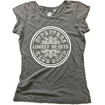 The Beatles Ladies T-Shirt: Sgt Pepper Drum (Wash Collection) (Embellished) T-Shirt