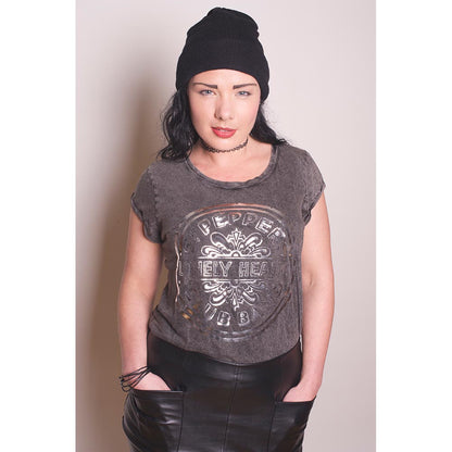 The Beatles Ladies T-Shirt: Sgt Pepper Drum (Wash Collection) T-Shirt
