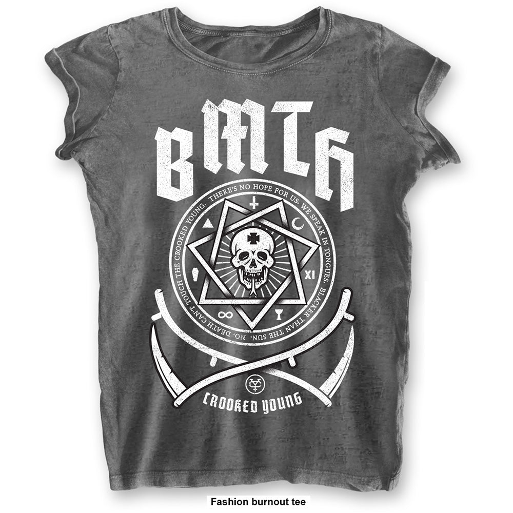 Bring Me The Horizon Ladies T-Shirt: Crooked Young (Burnout) T-Shirt