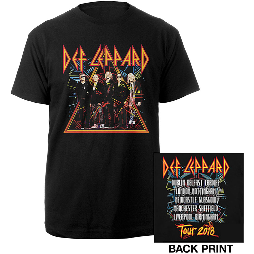 Def Leppard Unisex T-Shirt: 2018 Tour Photo (Back Print) (Ex-Tour) T-Shirt