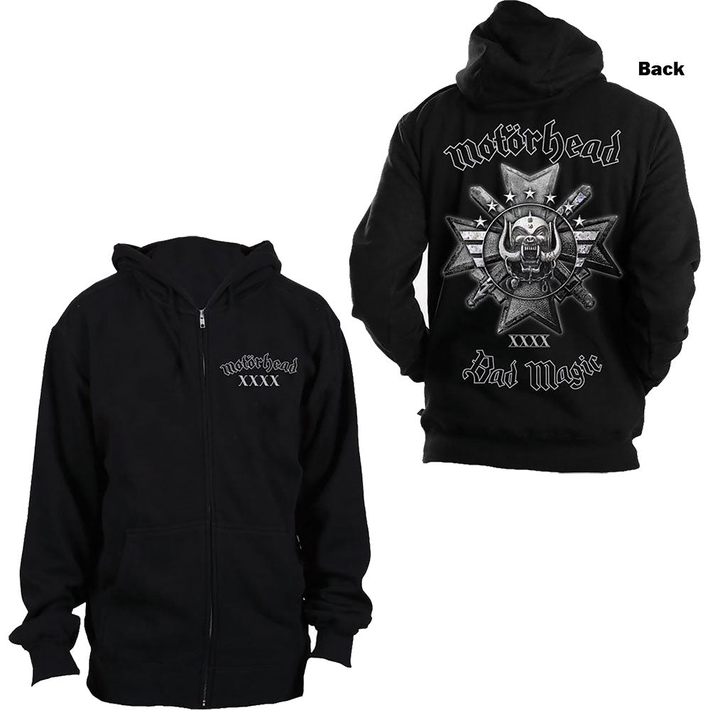 Motorhead Unisex Zipped Hoodie: Bad Magic (Back Print) Ritshoodie