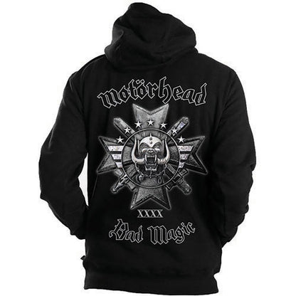 Motorhead Unisex Zipped Hoodie: Bad Magic (Back Print) Ritshoodie