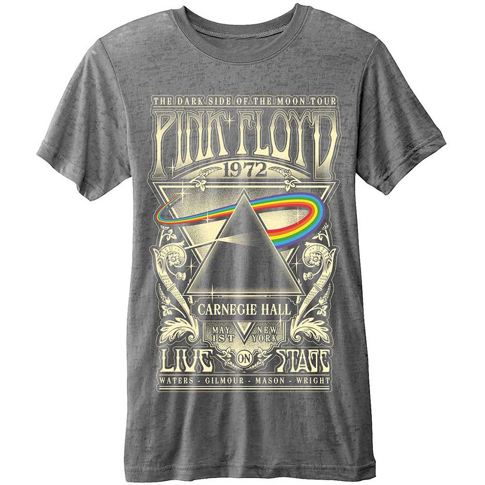 Pink Floyd Unisex T-Shirt: Carnegie Hall 1972 (Burnout) T-Shirt