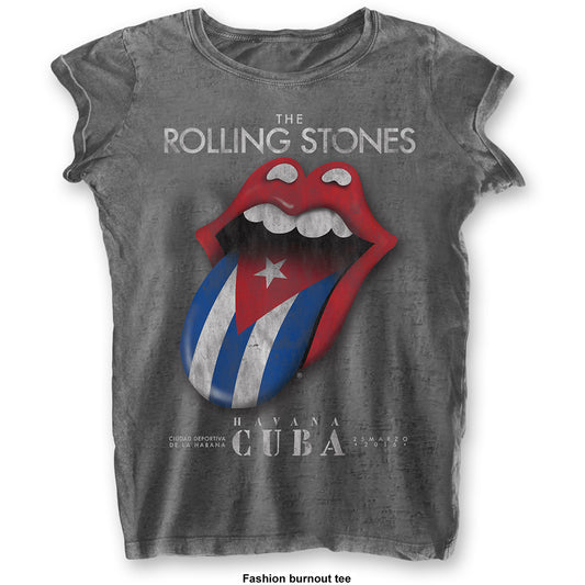 The Rolling Stones Ladies T-Shirt: Havana Cuba (Burnout) T-Shirt