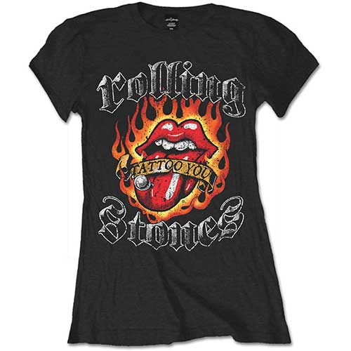 The Rolling Stones Ladies T-Shirt: Flaming Tattoo Tongue T-Shirt