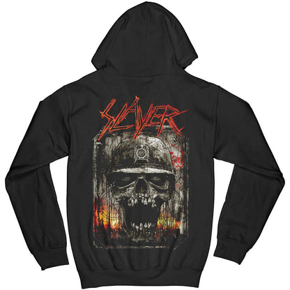 Slayer Unisex Zipped Hoodie: Etched Skull (Back Print) Ritshoodie