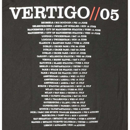 U2 Unisex T-Shirt: Vertigo Tour 2005 V Photo (Back Print) (Ex-Tour) T-Shirt