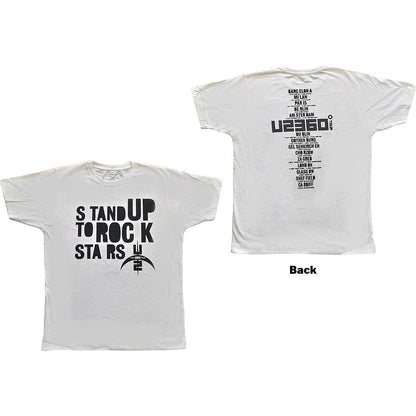 U2 Unisex T-Shirt: 360 Degree Tour 2009 Stand Up to Rock Stars (Back Print) (Ex-Tour) T-Shirt